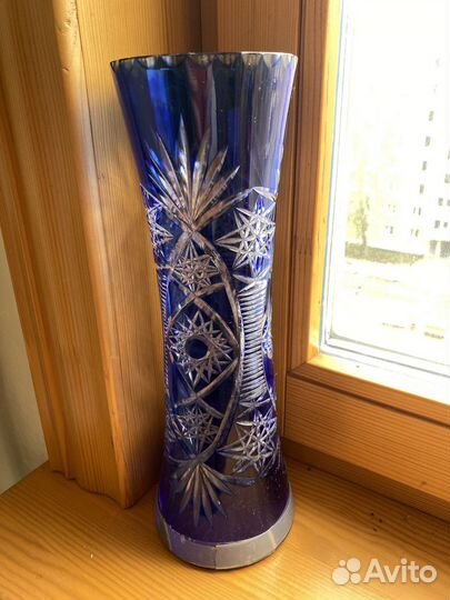 Ваза синий хрусталь