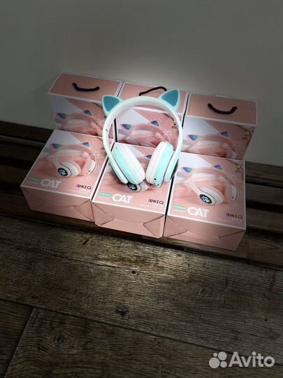 Детские беспроводные наушники с ушками кошки