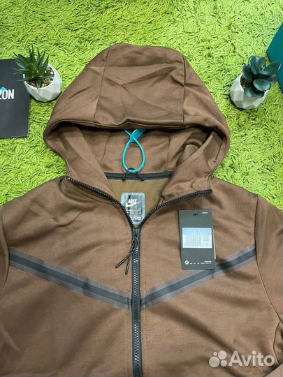 Зип Худи Nike Tech Fleece Brown Оригинал