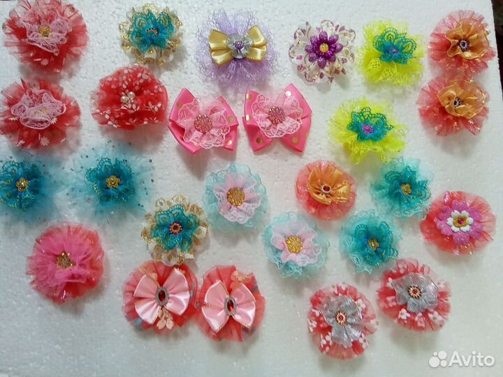 Бантики, резинки, заколки, ручной работы