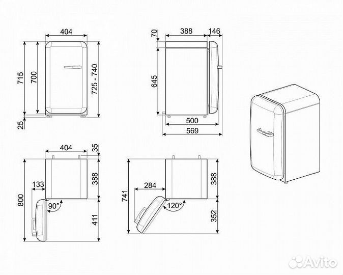 Минибар smeg FAB5LWH5