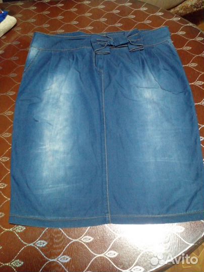 Джинсовая юбка миди 46