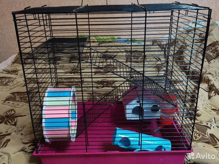 Клетка для грызунов большая с домиком и колесом