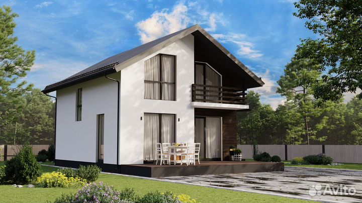 Каркасный дом с террасой, с гарантией