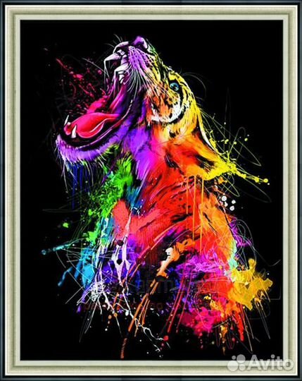 Алмазная мозаика 40x50 Грозный тигр