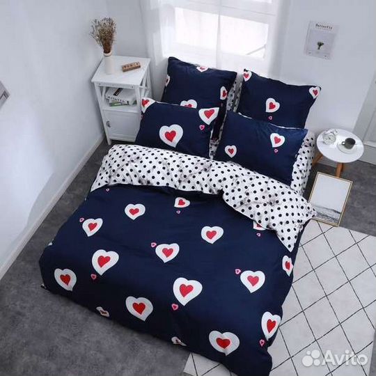 Постельное белье с сердечками Люкс Сатин Доставка