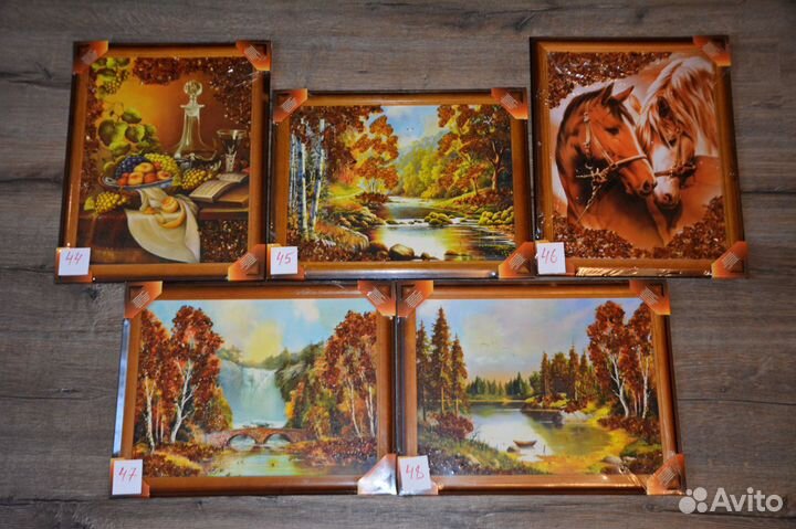 Картины с использованием натурального янтаря