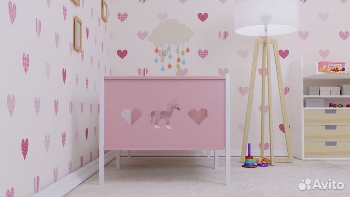 Кроватка из массива высокий борт для малыша Лисено