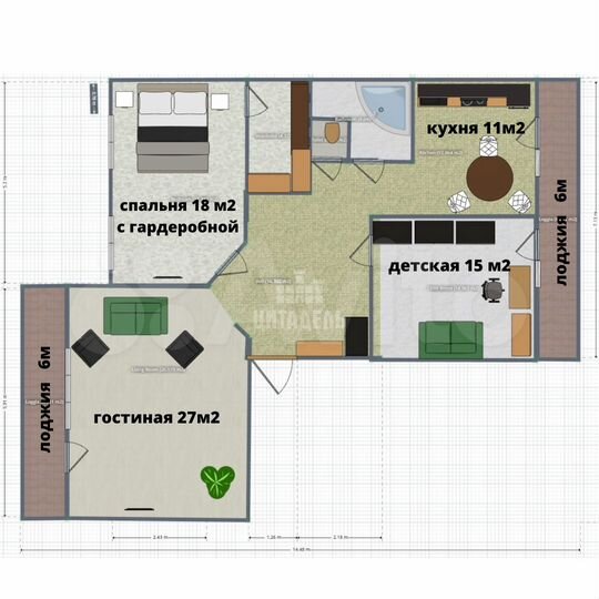 3-к. квартира, 100 м², 10/10 эт.