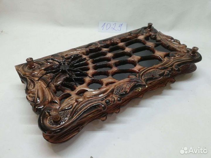 Нарды ручной работы со стеклом с пауками