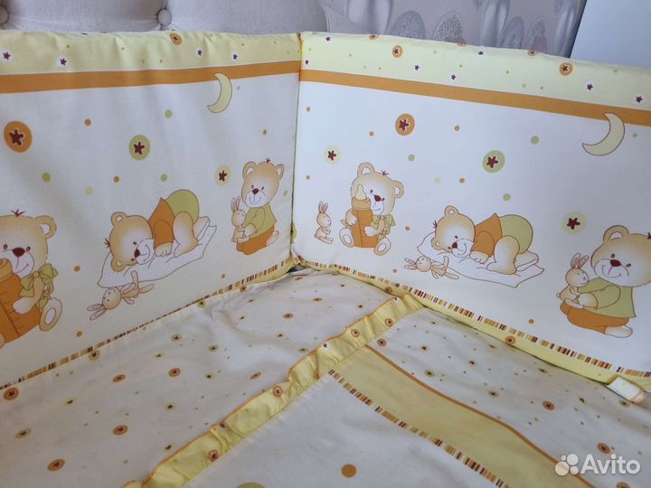 Комплект в кроватку: бортики,балдахин, 2 кпб