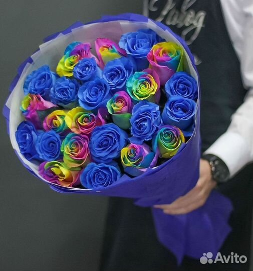Радужные розы Доставка цветов