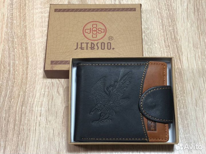 Кошелёк мужской кожаный. Чёрный, новый