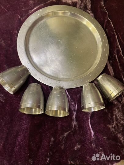 Коньячный набор мельхиор березка СССР