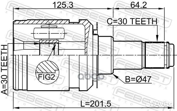 Шрус внутренний 0111-GRJ150 0111-GRJ150 Febest