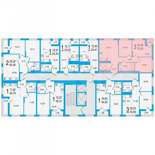 3-к. квартира, 71 м², 18/22 эт.