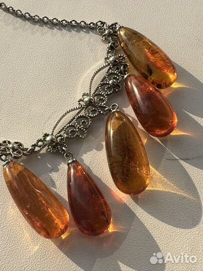 Колье, ожерелье янтарь. СССР. Бусы винтаж