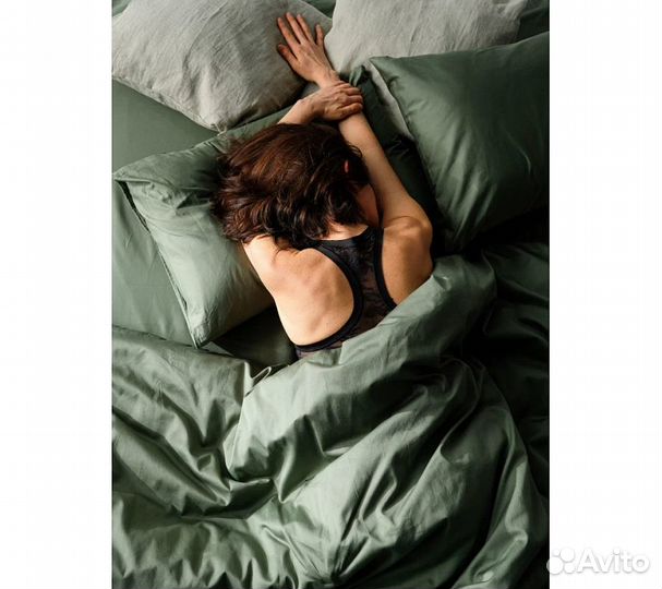 Простынь GoodNight Трикотаж 200х200х20 Олива на ре