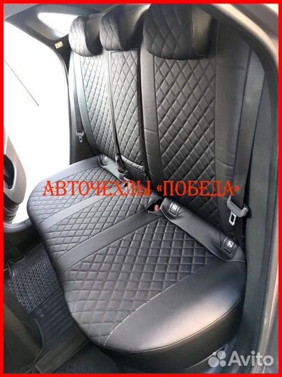 Чехлы Kia Ceed 3 из экокожи чёрные Ромб