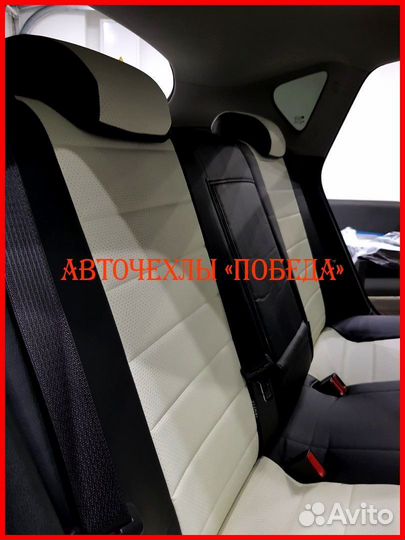 Чехлы Opel Astra J из экокожи чёрно-белые Классика