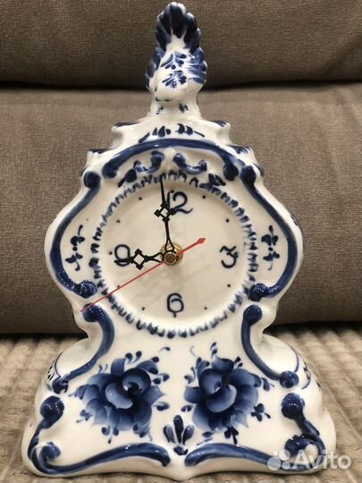 Гжель фарфор часы каминные