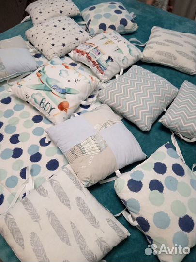 Бортики в кроватку для мальчика+одеяло в подарок