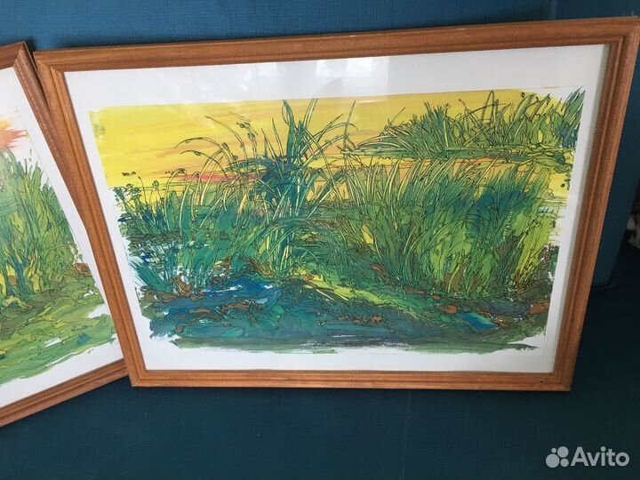 Картины 30х40 акрил, стекло, деревянная рама