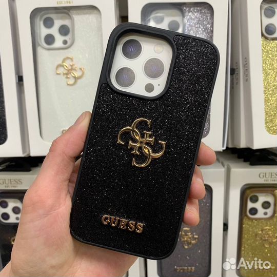 Чехол на iPhone 11/12/13/14/15/Pro Guess блестяшки