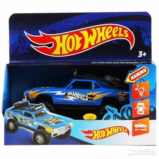 Машинка Hot Wheels 12,5 см свет звук синяя FY628