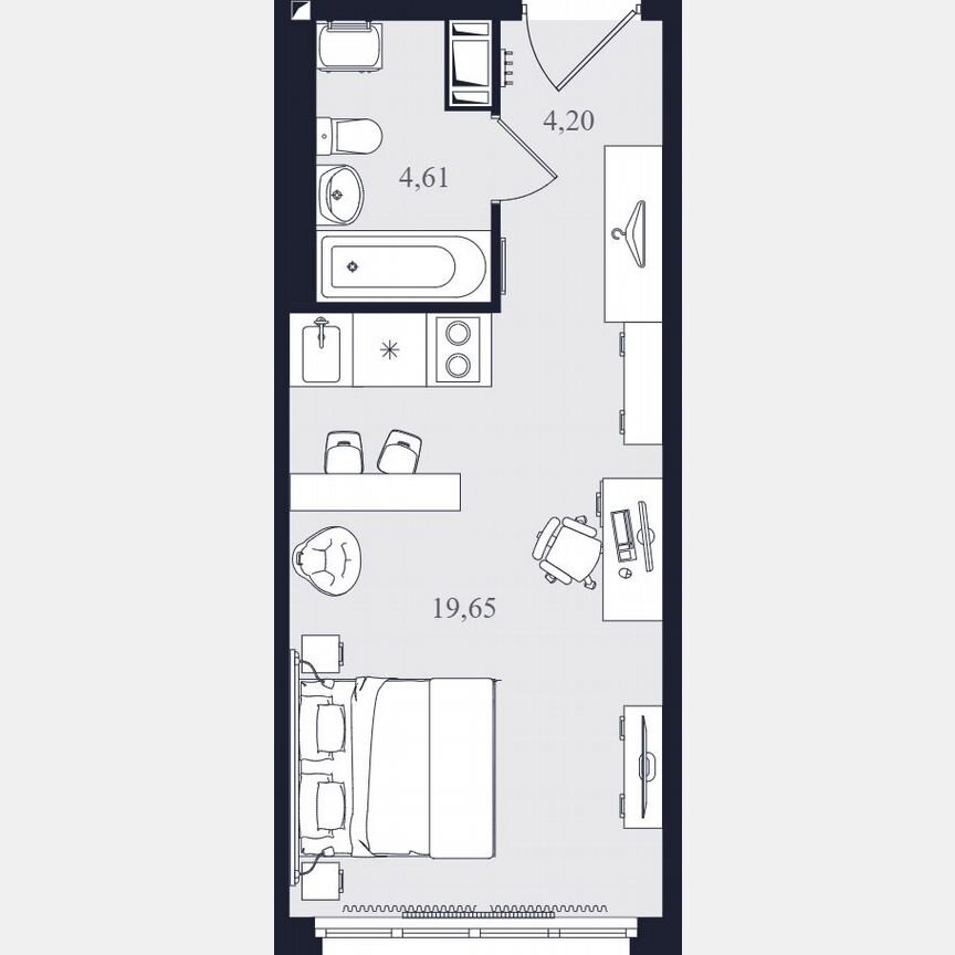 Апартаменты-студия, 28,5 м², 13/24 эт.