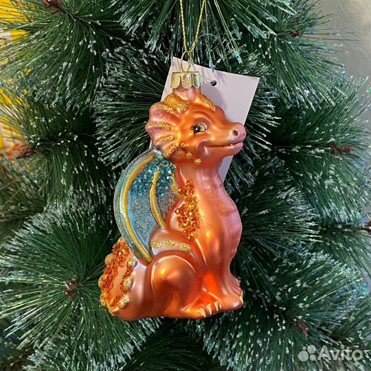 Ёлочные игрушки из стекла Дракон символ 2024 года