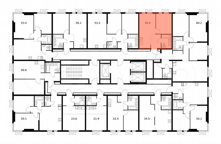 1-к. квартира, 34,4 м², 16/22 эт.
