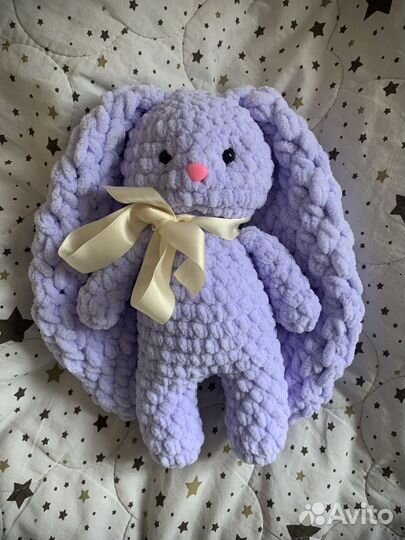 Мягкая игрушка сиреневый зайка
