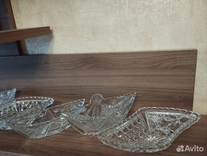 Хрустальная ваза салатник ладья