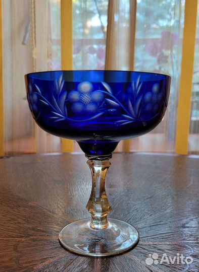 Ваза-конфетница цветной хрусталь