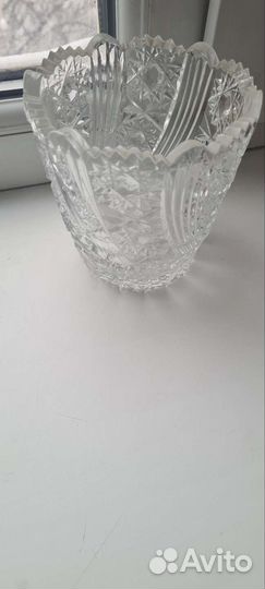 Хрустальная ваза-конфетница,поднос