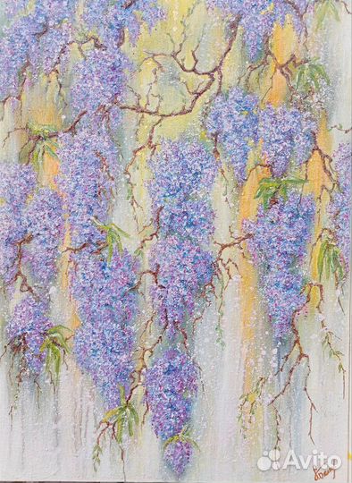 Картина маслом на холсте сирень 50х70