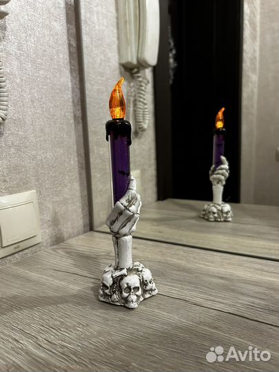 Ночник скелет со свечой