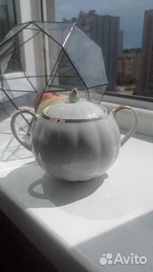 Сахарница Дулево золотая лента