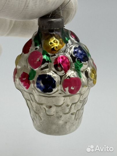 Елочные игрушки СССР корзина цветов (788)