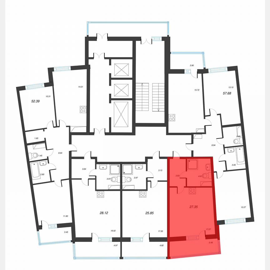 Квартира-студия, 30,8 м², 8/22 эт.