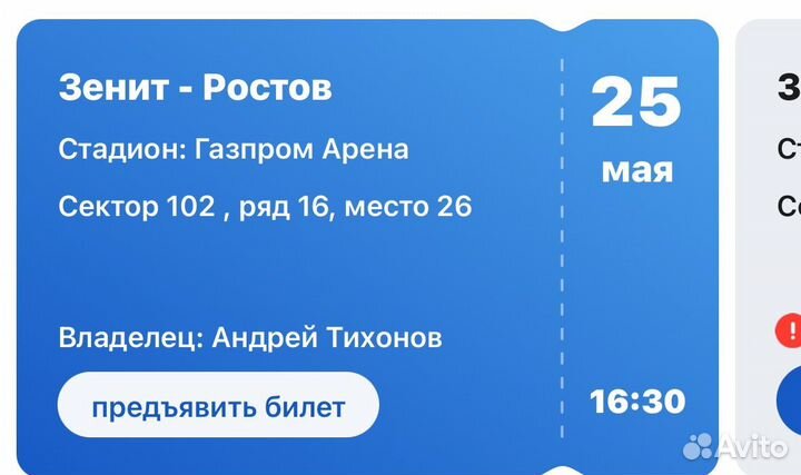 Билет зенит ростов (вип)