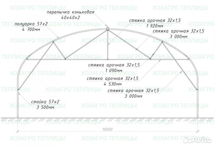 Тепличный комплекс хозагро 10*50м 500кв.м