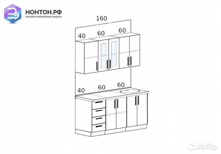 Кухня Агава 1.6 м акация белая / трюфель
