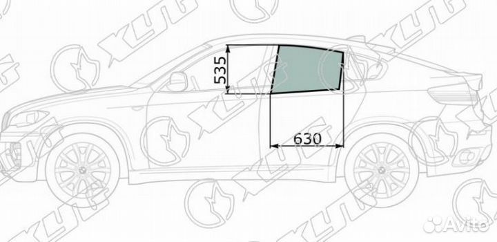 Стекло заднее левое опускное BMW X6 E71 08-14
