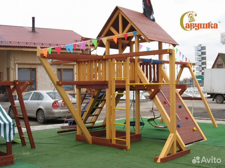 Детские площадки домики горка качели