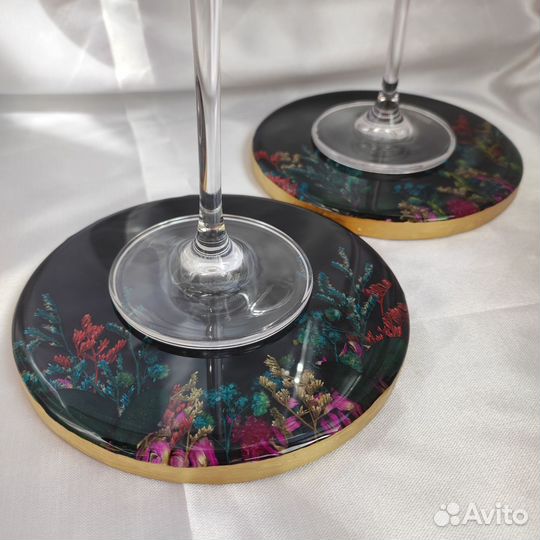 Подставки под бокалы/украшения с сухоцветами