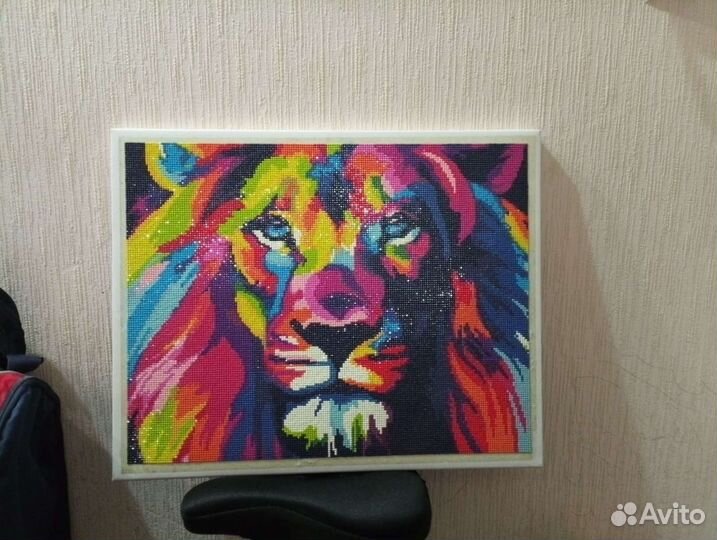 Радужный лев- 3D картина алмазной обработки