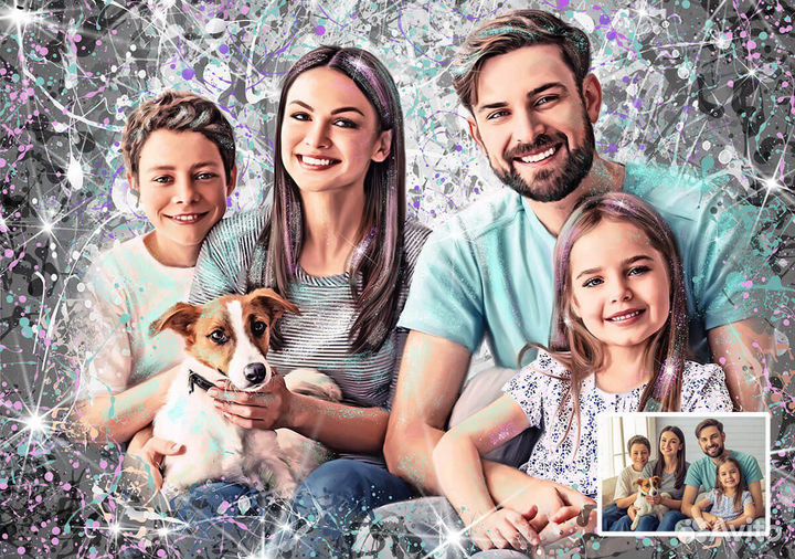 Портреты в стиле Dream art, печать на холсте