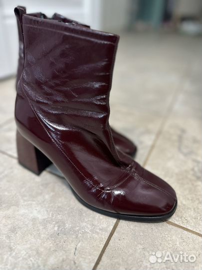Полусапоги женские кожаные бордо